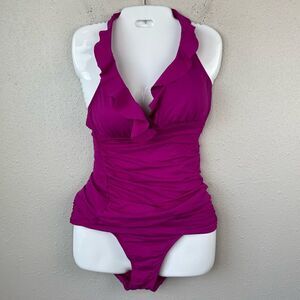 NWT Lauren Ralph Lauren Magenta Two-Piece Swimsuit Sizes 6 or 10